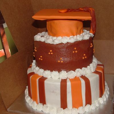 Orange And Brown Graduation Cake
