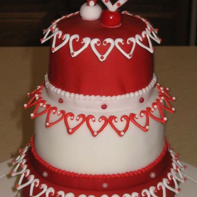 Red & White Heart Lace Points