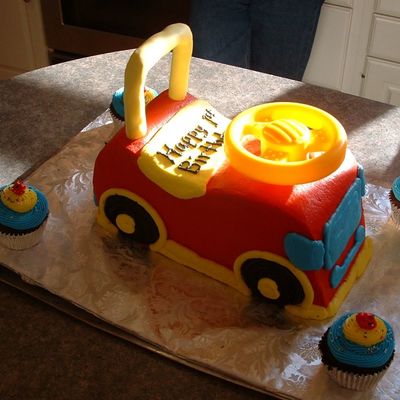 Toy Fire Truck Cake