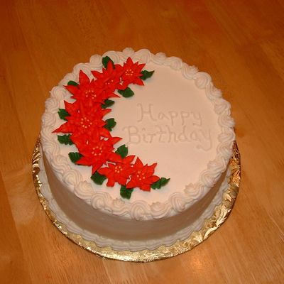 Pointsettia Birthday Cake