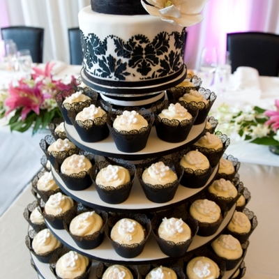 Damask Cupcake Wedding Cake