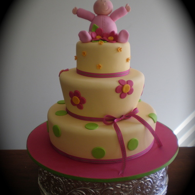 Three Tier Baby First Birthday Cake