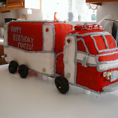 First Try At A Firetruck Cake