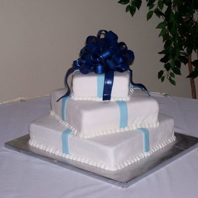 Blue Bow Wedding Cake