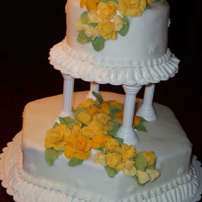 Yellow Rose Fondant Wedding Cake
