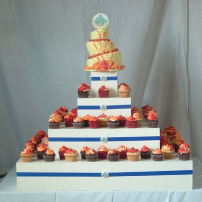 Buddhist Wedding Cake And Cupcake Tower