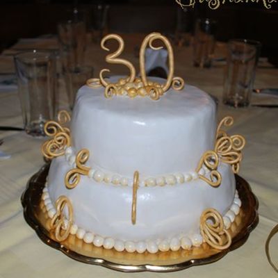 White And Gold 30Th Birthday Cake