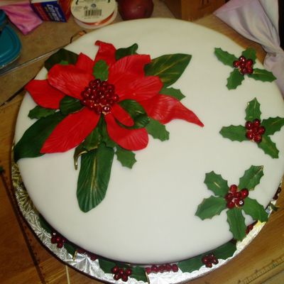 Pointsettia Cake For Bridal Shower (Christmas Wedding)