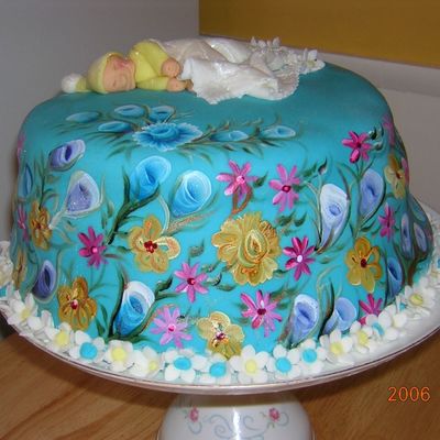 One Stoke Painted Baby Shower Cake