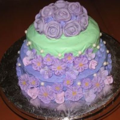 Green And Purple Tiered Cake