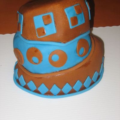 Choc/ Blue Topsy Turvy Cake