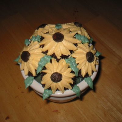 Mini Cupcakes With Sunflowers In A Flower Pot