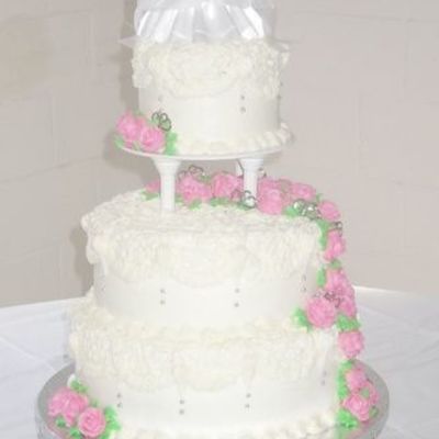 Pink Rose Wedding Cake