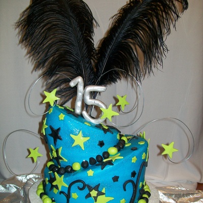 Green And Blue Wonky Cake