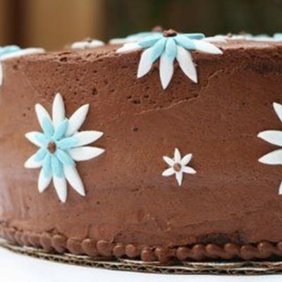 12 Inch Round Triple Layered Chocolate Cream Cake Made To Match The Invitation