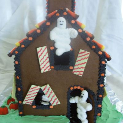 Front View Of Haunted Ginger Bread House