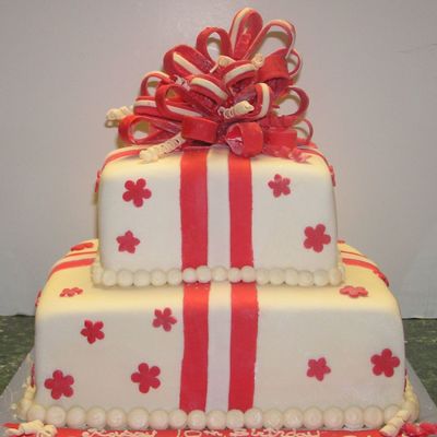 Red Bow Package Cake