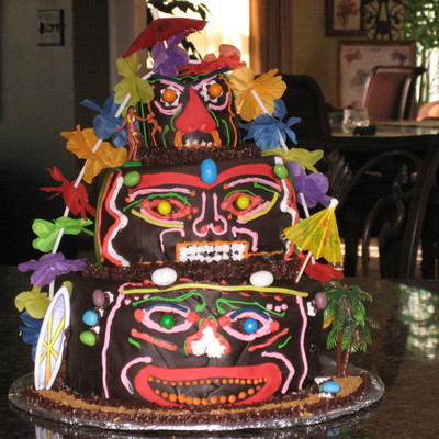 Tiki/hawaiian Theme Cake