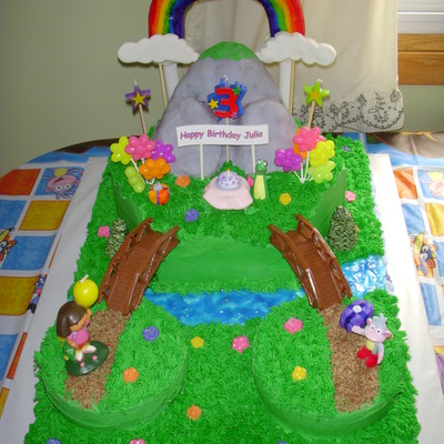 Dora Rainbow Rock Birtday Cake