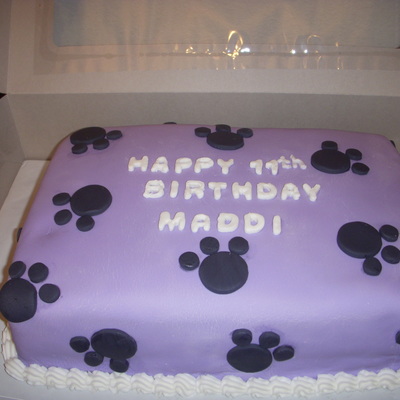 Purple Cake With Puppy Paw Prints