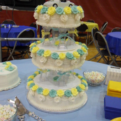 Turquiose And Yellow Wedding Cake