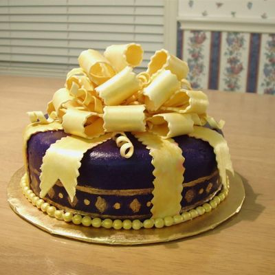 Purple And Gold Package Cake