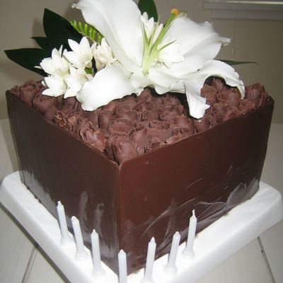 Chocolate Box Cake With Fresh Lillies