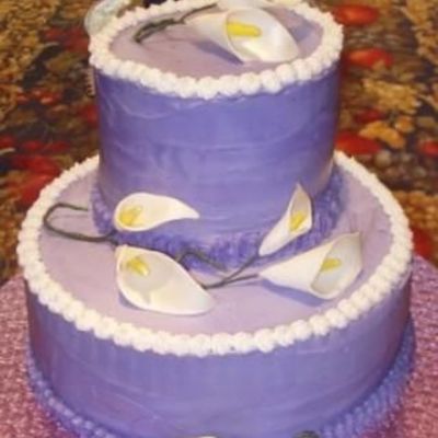 Purple Bridal Shower Cake With Sugar Calla Lilies