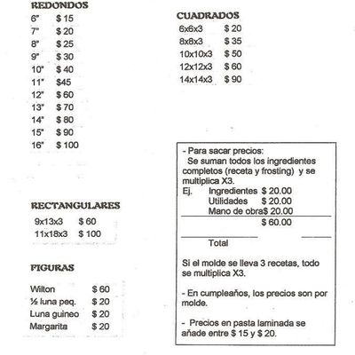 Precio Para Los Bizcochos