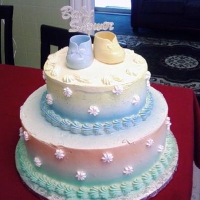 3 Tier Pastel Colors Baby Shower Cake