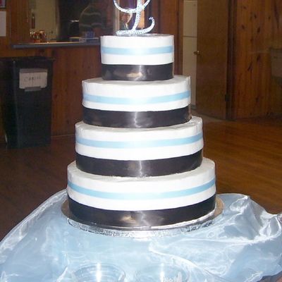 Baby Blue, Chocolate Brown, Round Wedding Cake