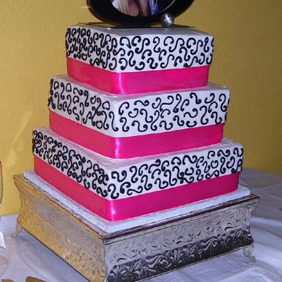 Hot Pink With Black Swirls