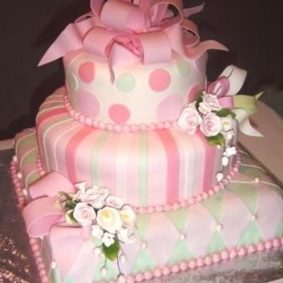 Pink And Green Birthday Cake