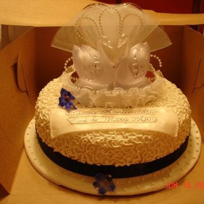 Swan Anniversary Cake