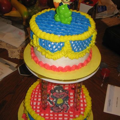 Swiper And Boots 2 Tier Cake