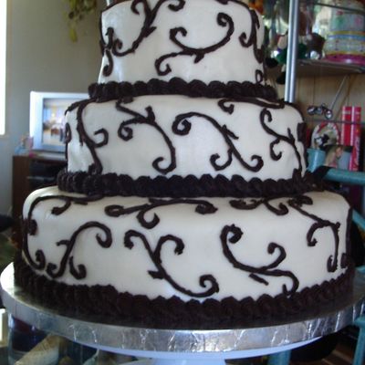 Brown And Ivory Wedding Cake