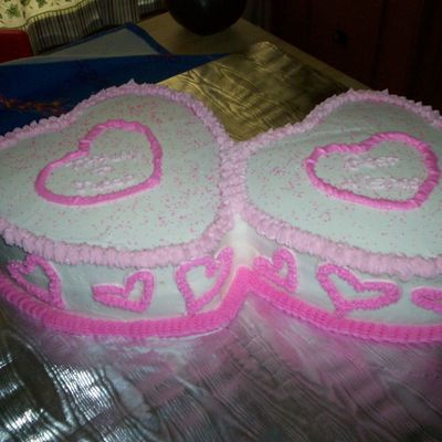 Pink Double Heart Shower Cake