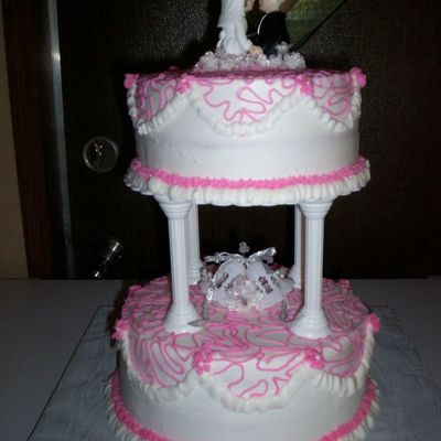 Pink And White Bridal Shower Cake