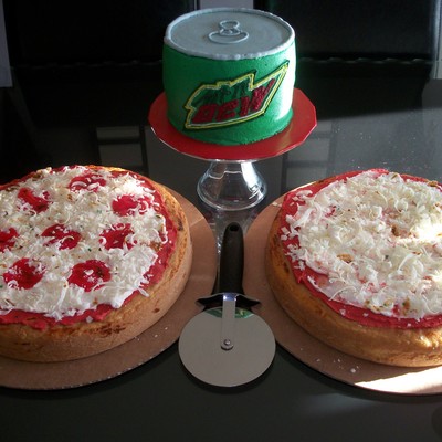 Pepperoni And Cheese Pizza With Mt.dew