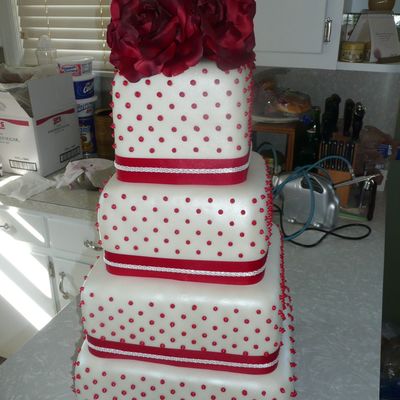Swiss Dot 4 Tier Square Wedding Cake