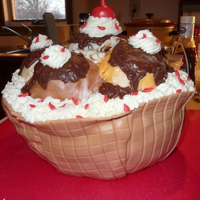 Waffle Bowl Ice Cream Sundae Cake