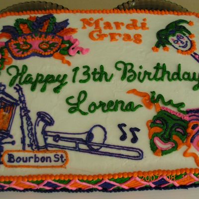 Mardi Gras Birthday Cake