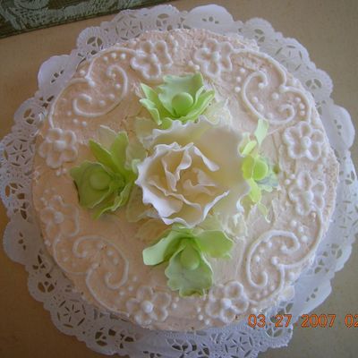Top View Of Cream Colored Round Cake