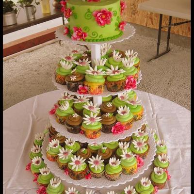 Cupcakes And 6In Round Atop