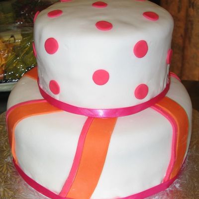Orange And Pink Bridal Shower Cake