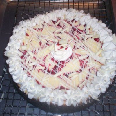 White Chocolate Raspberry Swirl Cheesecake