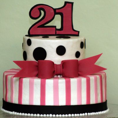 Pink And Black 21St Birthday Cake