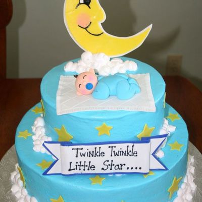 Baby And Moon Baby Shower Cake