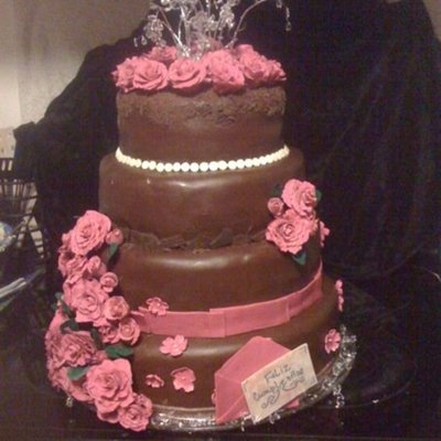 Chocolate And Fuschia Birthday Cake
