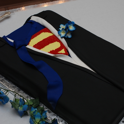 Superman Grooms Cake Suit
